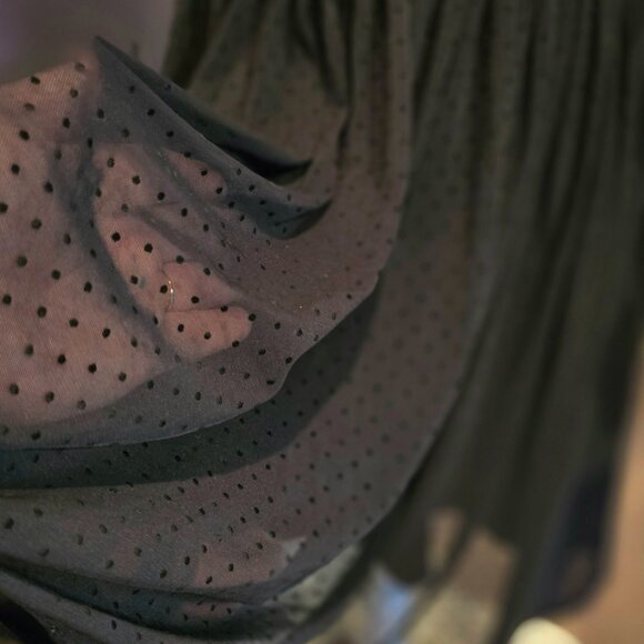 Torrid Dark Coquette Romantic Goth Black Sheer Polka Dot Overlay Skirt Sz 0 Lg - Picture 3 of 6